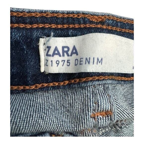 Zara Women’s High-Waist Tapered‎ Pants Blue Denim Size 4– Model 0850/158/9 - Picture 6 of 9